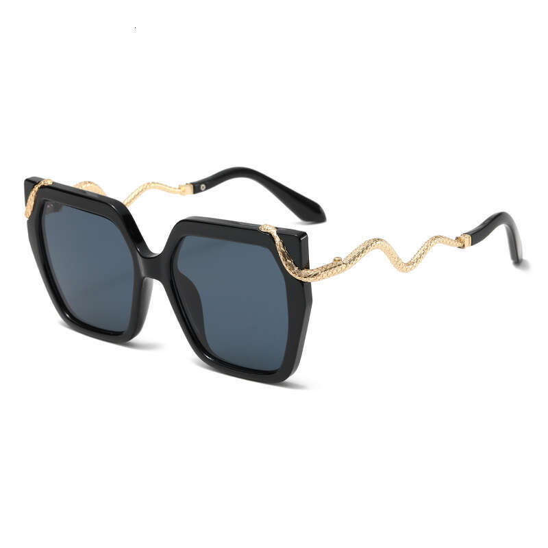 Metal Sunglasses Snake Pattern Mirror Leg 1 Large Frame Retro Square Unisex for Driving and Outdoor Activities Gift High Quality Texture