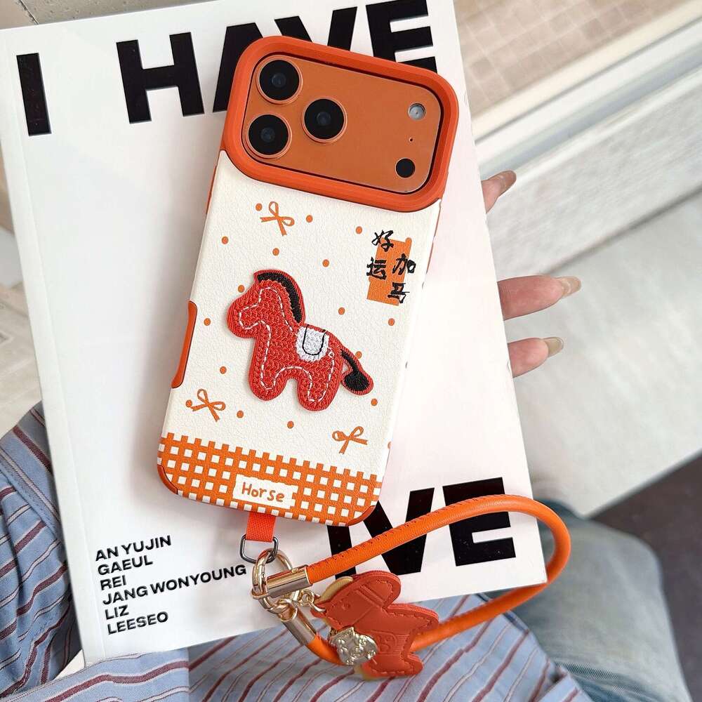 Suitable for iPhone 17/16 Phone Embroidered Pony 15 Pro Max New Pendant Huawei Mate 80 Case S260128