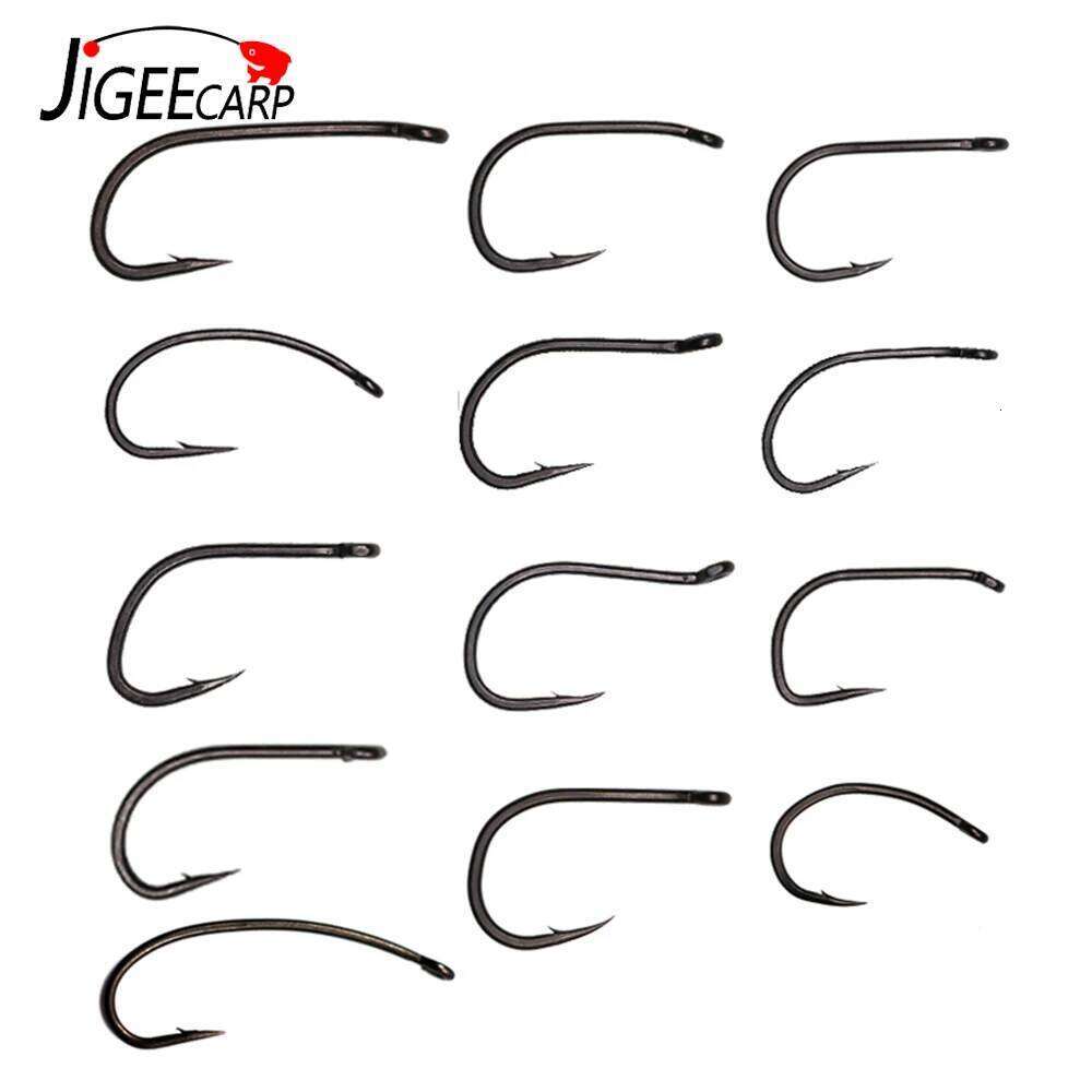100pcs Coated Fishing High Carbon Steel Fishhooks Matt Black Sharrp Carp Hooks with Barb For Hair Rigs Z260128