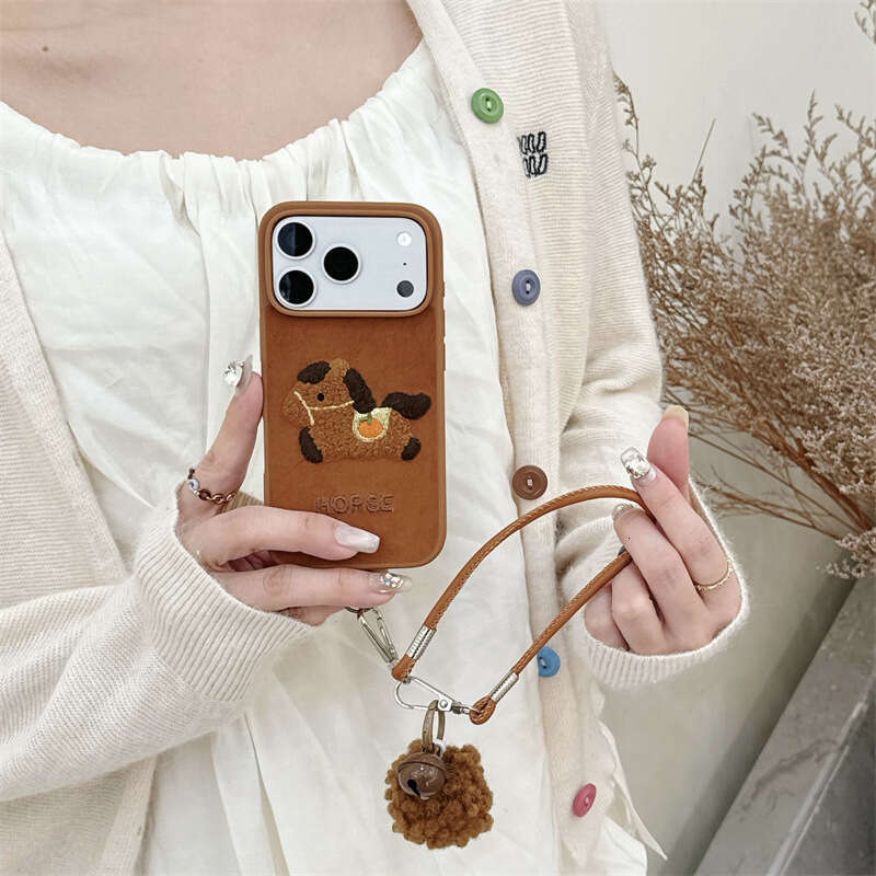 National Style Towel Embroidery Lucky Horse Compatible with iPhone 17 Apple 16 Pro Max/15/14 Phone Case New Niche S260128