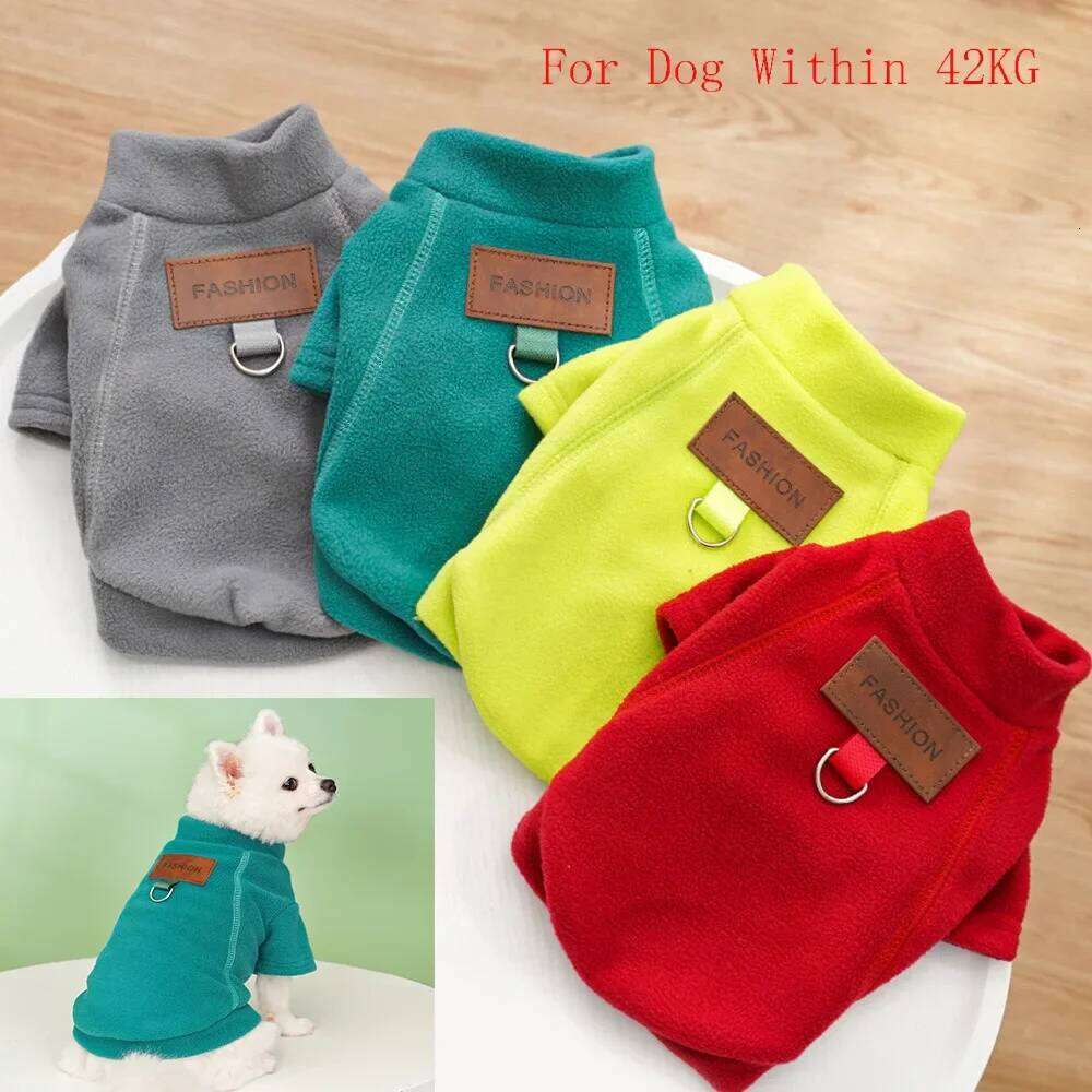 Sweater Fleece Cold Coat Pullover Dog Jacket Winter Clothes with Leash D Ring for Small Medium Large Dogs XJ260127