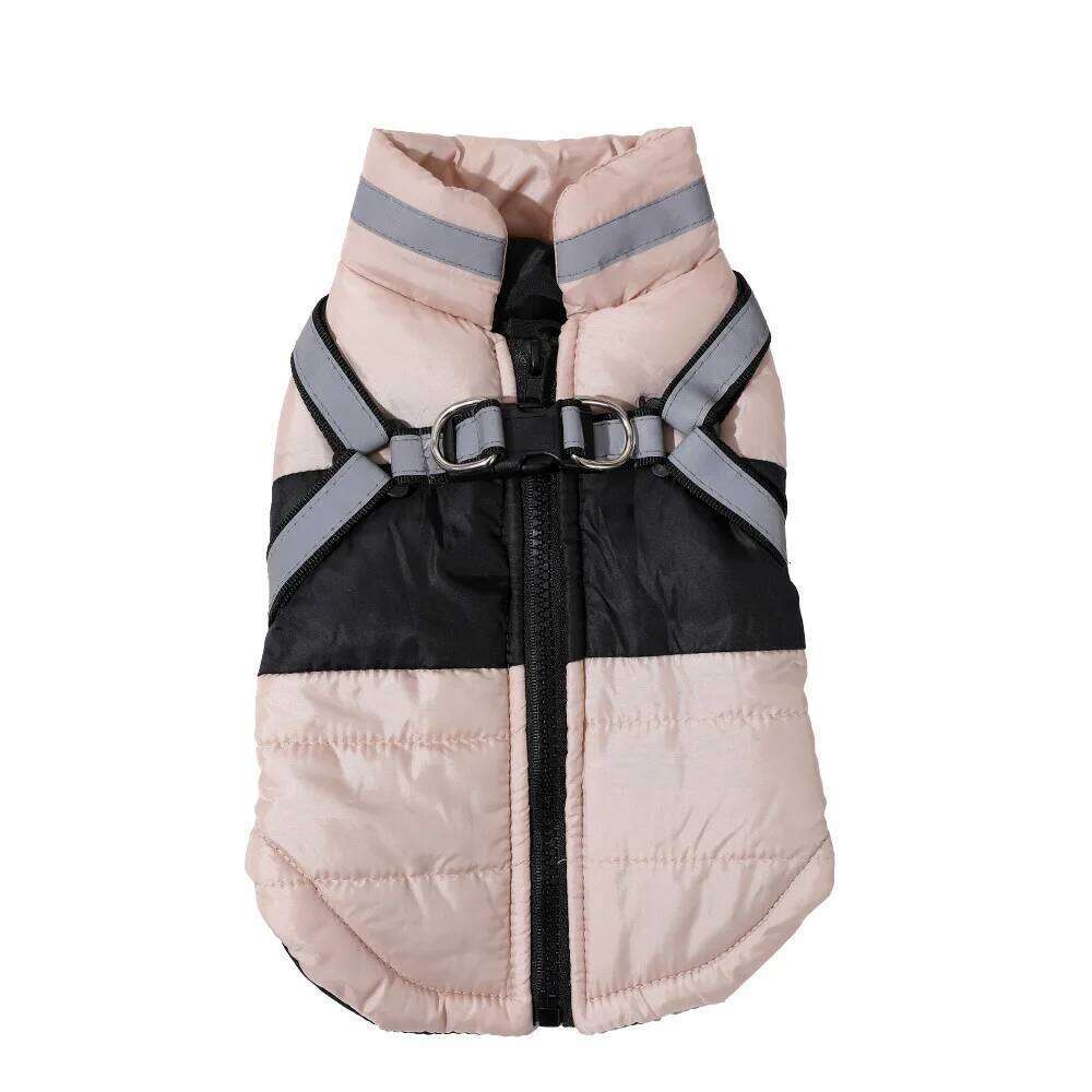 Pet dog clothes, autumn and winter clothing with traction loop, chest back vest, thickened warm jacket XJ260127