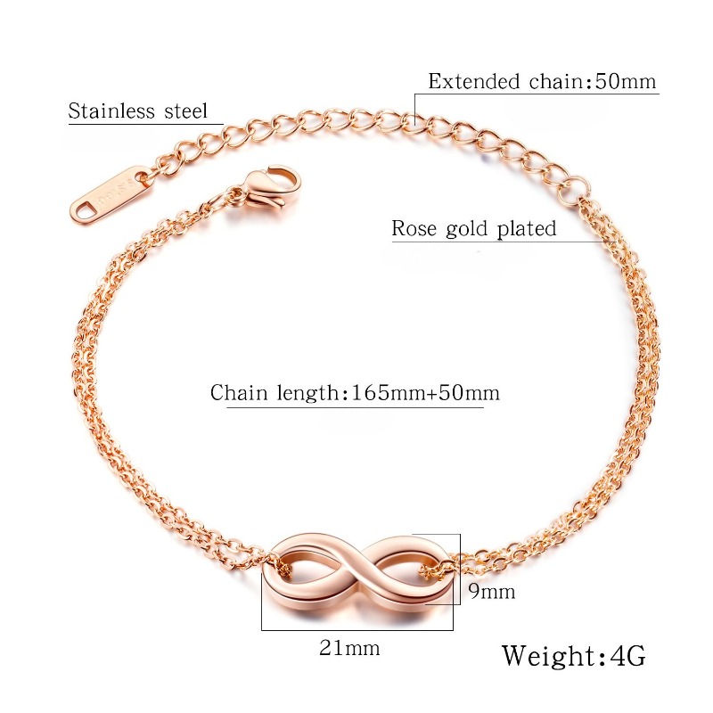 Women's Jewelry jewelry Infinity Symbol Stainless Steel Bracelet Rose Gold Plated Minimalist Dainty Bracelet for Women Gift