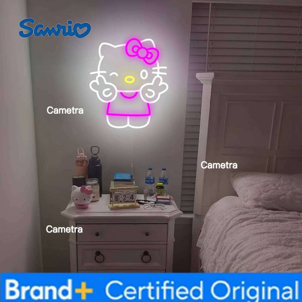 Sanrio Hello Kitty Neon Sign LED Anime Night Light Dimmable USB Powered Game Room Bedroom Decor Gift for Friends and Girls H260128