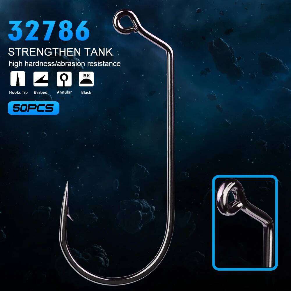 Big Series Fishing Sunlure Brand, Single Hook, Fishhook, Saltwater Bass, High Quality, 32786-1/0-5/0 Size, 50Pcs Z260128
