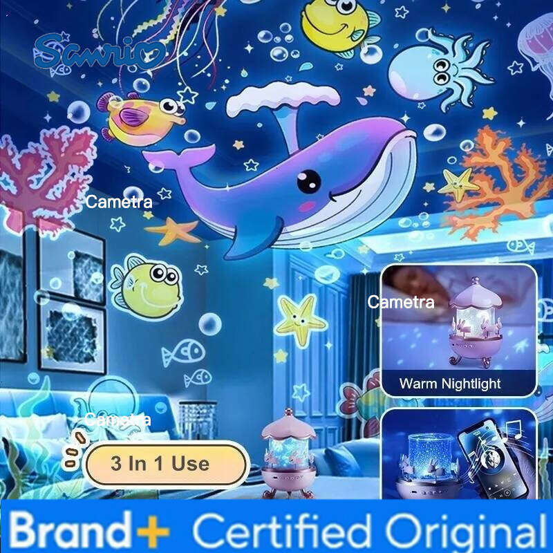 Sanrio Bunny Light Projection Rotating Star Bedroom Ceiling Atmosphere Night Lamp Stars Childrens Birthday Gift with Films Sheet H260128