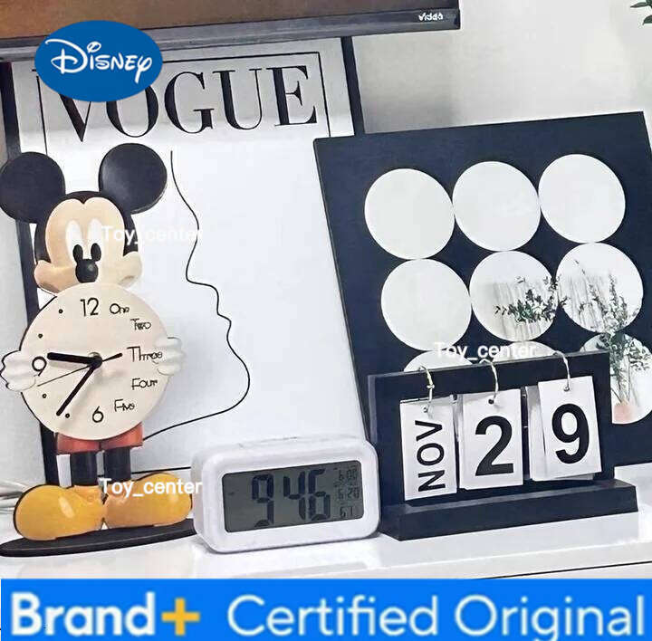 Disney 30cm Cartoon Anime Creative Mickey Minnie Mouse Living Room Desktop Ornament Clock Decoration Adult Kids Birthday Gift H260128