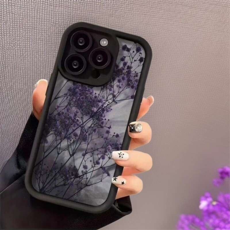 Purple Flower Case for Apple 17 Pro Max iPhone 16 Korean Japanese Ins 15 Cross-Border 14 European and American Style 13 S260128