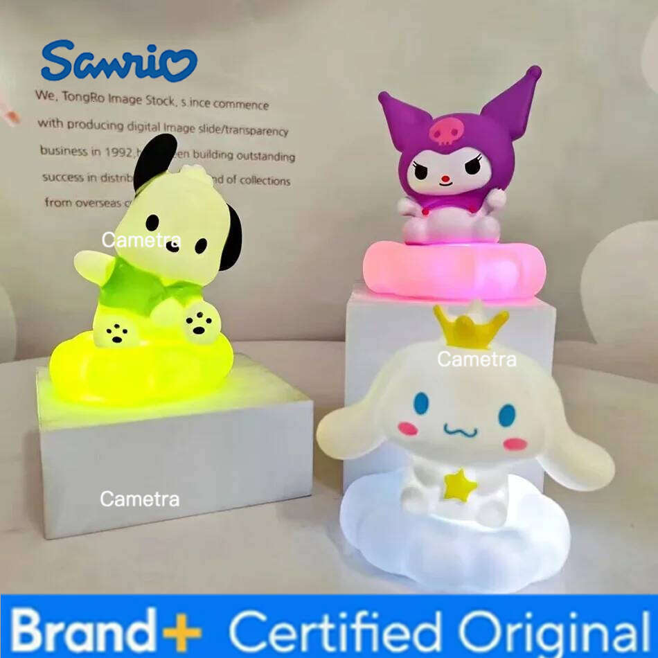 Sanrio Kawaii New Enamel Cloud Night Light: Cartoon Kuromi/Cinnamoroll/Pochacco Small Table Lamp Illuminating DecorationA H260128