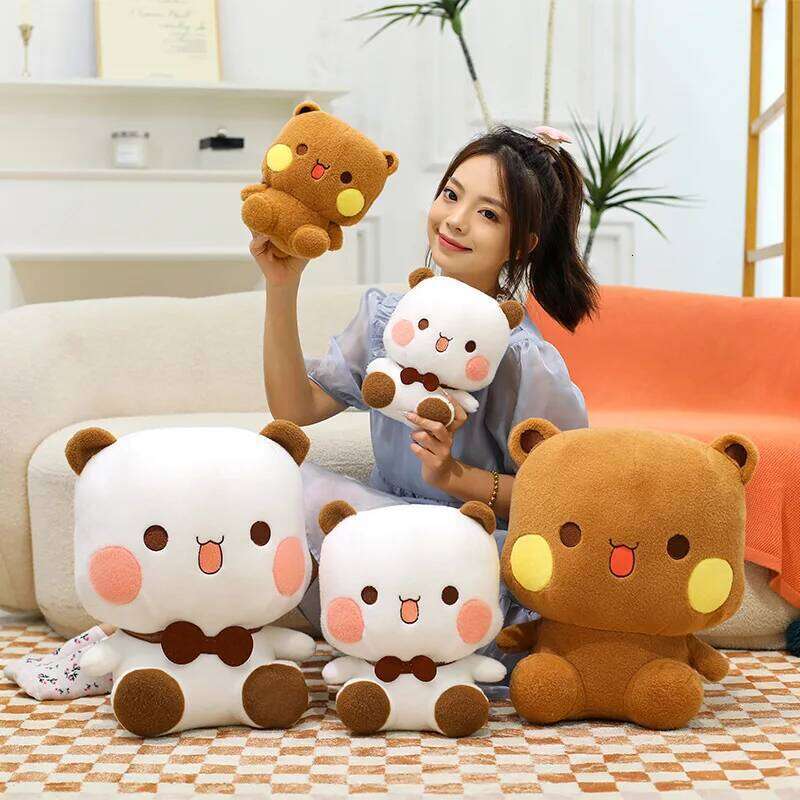 1pc 25cm/9.84in Cartoon one or two cloth couple panda dolls cute two-dimensional plush toys birthday Qixi gifts for girls Y260128