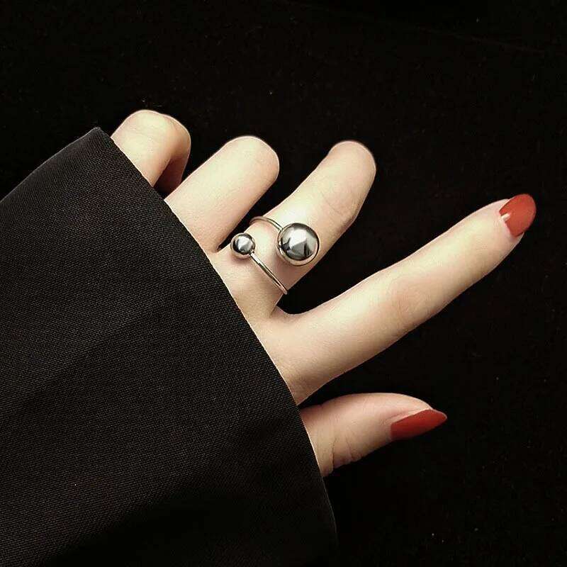 Stainless Steel Ball Adjustable Statement Golden Metal Trendy Finger Ring Jewelry bague acier inoxydable New Gift XJ260127