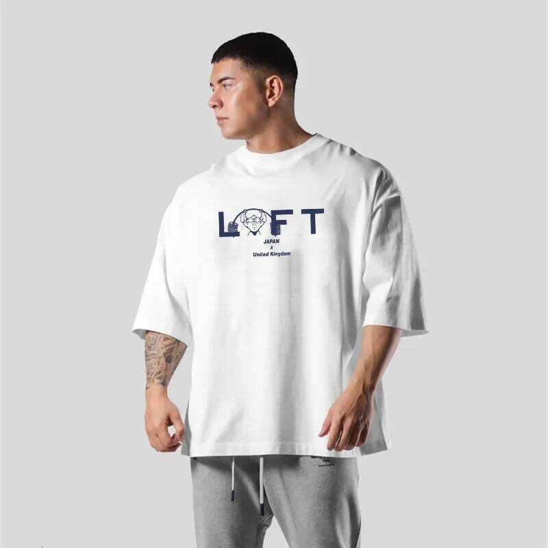 T LYFT Jointly Men Running Sports Cotton T-shirt Fitness Bodybuilding Loose Print Shirt Summer Male Jogging Training Gym Clothing X260128
