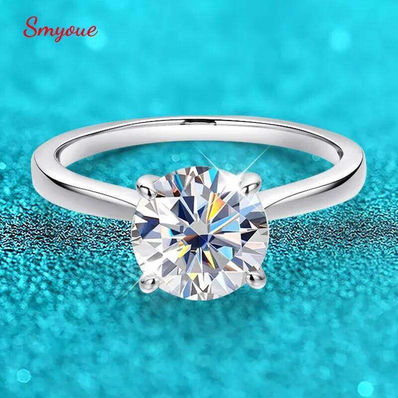Smyoue White Gold 2ct 100% Moissanite Engagement Ring for Women S925 Sterling Silver Lab Diamond Promise Wedding Band Jewelry XJ260127