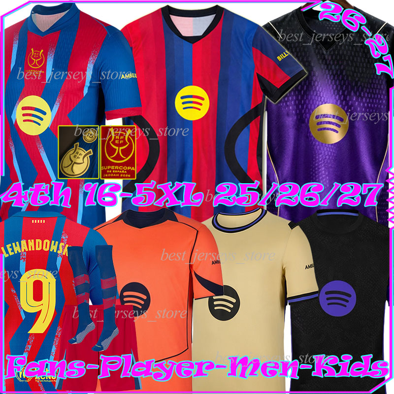 5XL 2025/26/27 BarCelona LAMINE YAMAL 4th soccer jerseys FERRAN LEWANDOWSKI RASHFORD RAPHINHA PEDRI FERMIN R. ARAUJO ERIC football shirt men kids kits socks sets