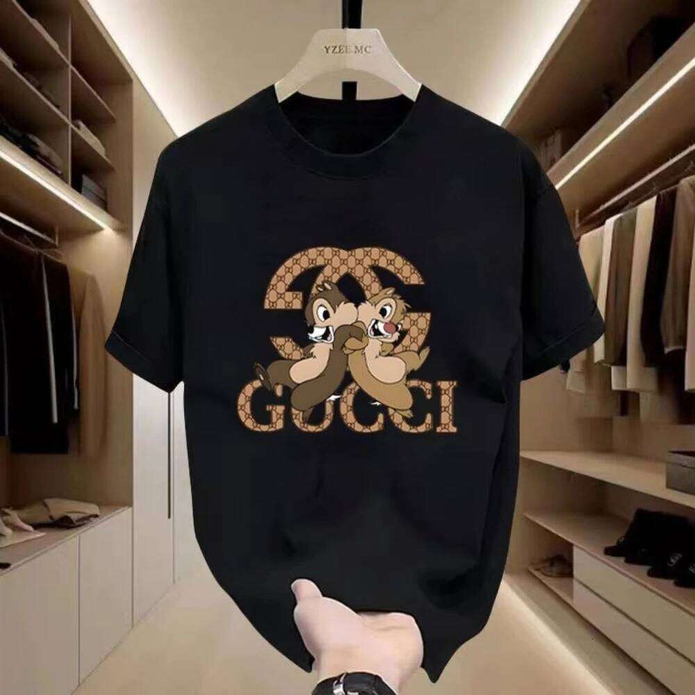 T High Quality Pure Cotton 2025 Trend Crew Neck T-shirt Short Sleeve Summer New Versatile Luxury Printed Casual Top Ins X260128