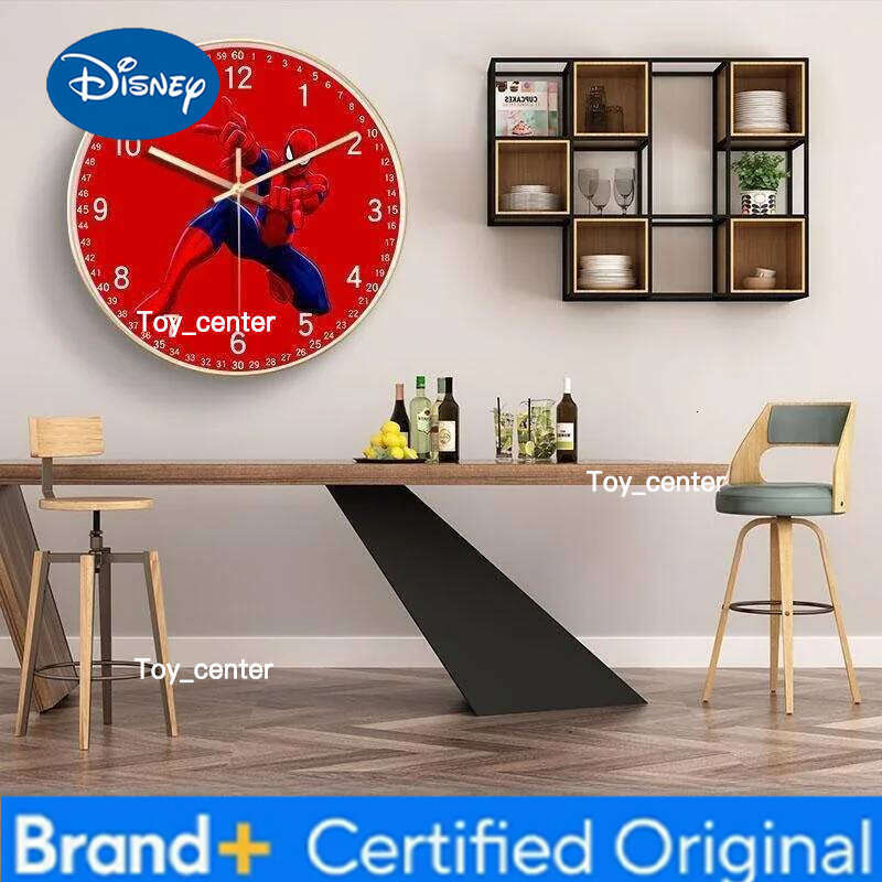 Disney Marvel The Avengers Spiderman Peripheral Movies Cartoon Simple Round Silent Travel Time Living Room Clock Wall Decoration H260128
