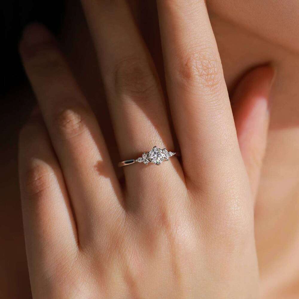 Ailmay Exquisite 100% 925 Sterling Silver Round Clear Zircon Ring For Women Romantic Wedding Jewelry XJ260127