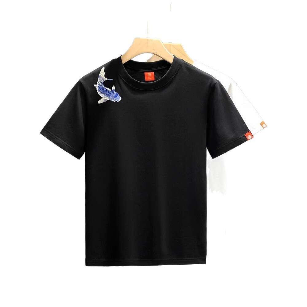 New Arrivals Trendy Chinese Style Embroidered Short T-Shirt Summer New Fashion Half Sleeve Round Neck Tee For Men Luanyun