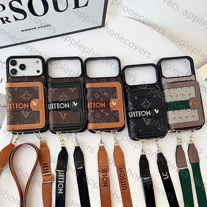 17 pro max Designer Wallet Phone Case iPhone Case Leather Card Holder for Apple iPhone 16 15 ProMax 14 13 12 Crossbody Mobile Cover Lanyard Cell Phone Cases 2026