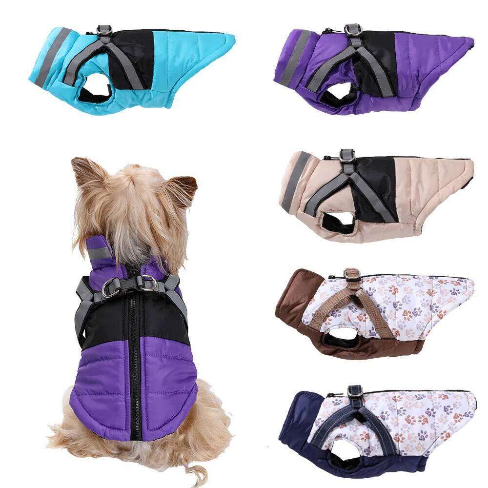 Pet dog clothes, autumn and winter clothing with traction loop, chest back vest, thickened warm jacket XJ260127