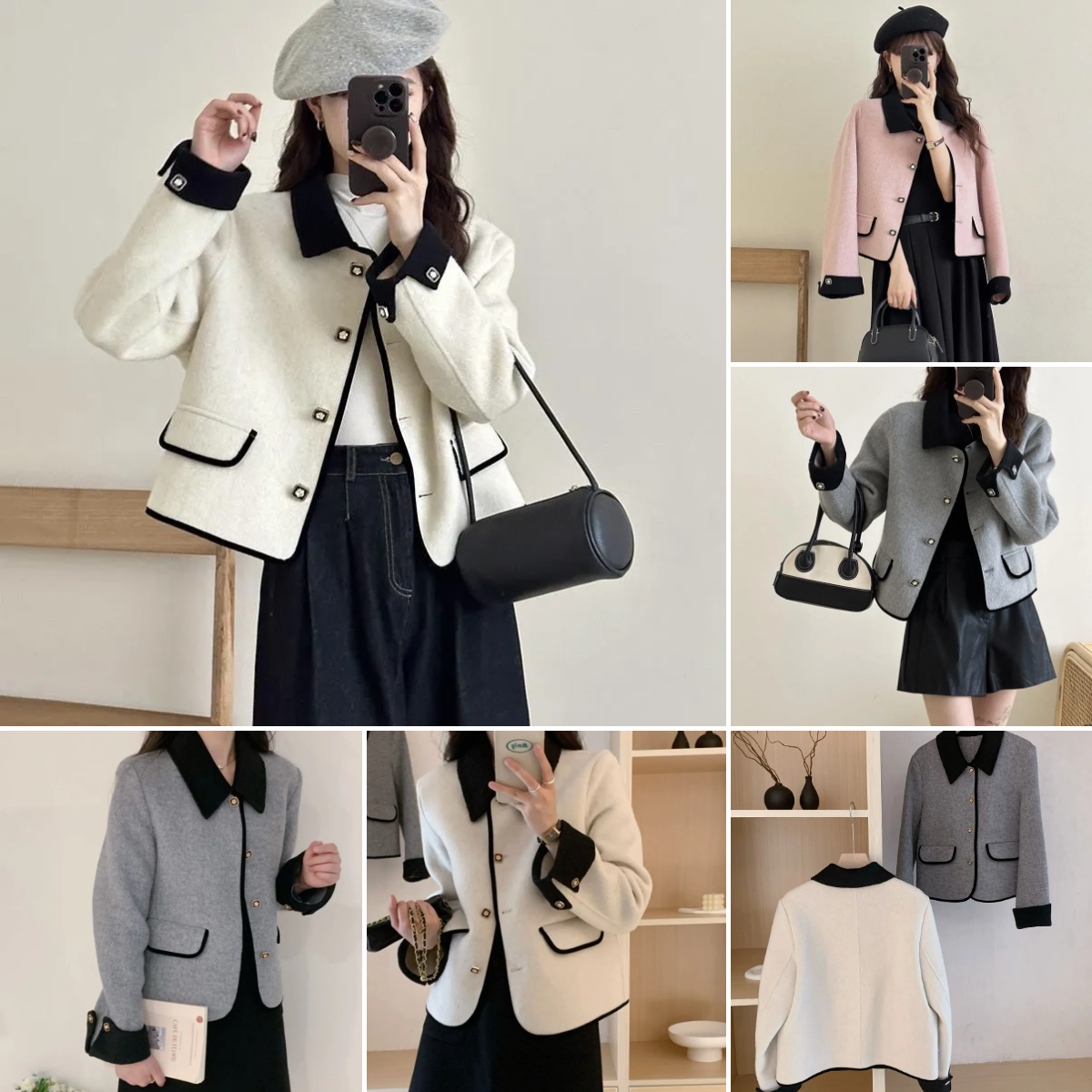 Women's Jackets Tweed Elegant Coat With Pockets Single-breasted Cardigan Short Jacket Loose Outwear For Women Autumn Winter Jacket S-XL