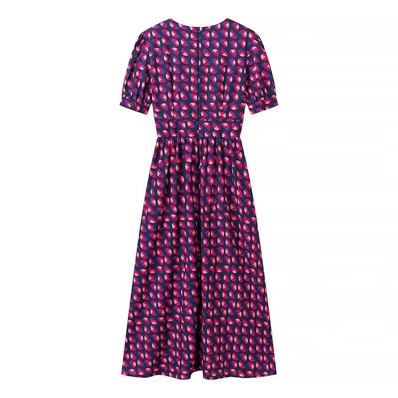 2025 Holiday Elegant Printed V-neck Loose Long Dress Womens Contrastive Color Printed Long Dress Holiday Womens Beach Dress 241230