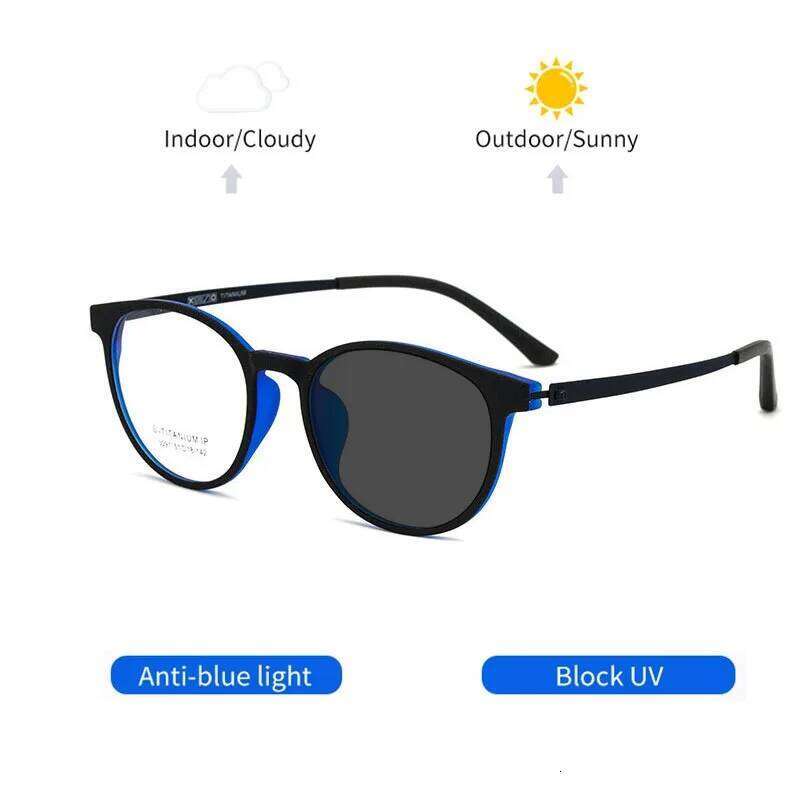 Photochromic Reading Glasses Men Anti Blue Light Computer Presbyopia Round Frame Eyeglasses Change Color Eyewear +0.75 1.50 2.50 26Y0128