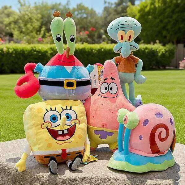 Anime Plushie Spongebob Peluches Doll Squarepants Patrick Star Squidward Eugene Krabs Gary Kawaii Cartoon Stuffed Plush Toy Y260128