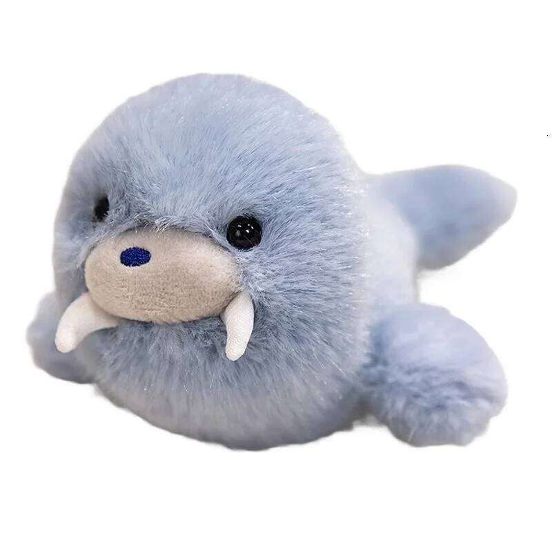 Kawaii Sea Family Plush Toys Soft Fluffy Seal Doll Cute Shark Desktop Pets Plushie Walrus Office Companion Lovely Children Gift Y260128