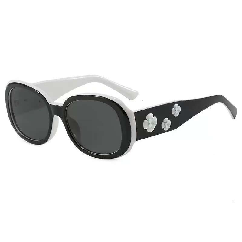 Sunglasses Camellia Flower Large Frame Slimming Design with UV Protection for Daily Street Wear Outdoor Sun Glasses Black Shades UV400 Protection Text