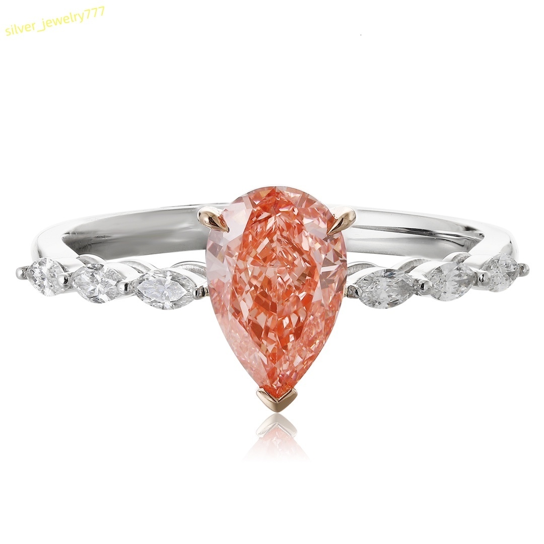 Anster Platinum 18k Gold Lab Grown Red Diamond Ring 1ct Pear Cut Shape Red Diamond for Women Custom Acceptable