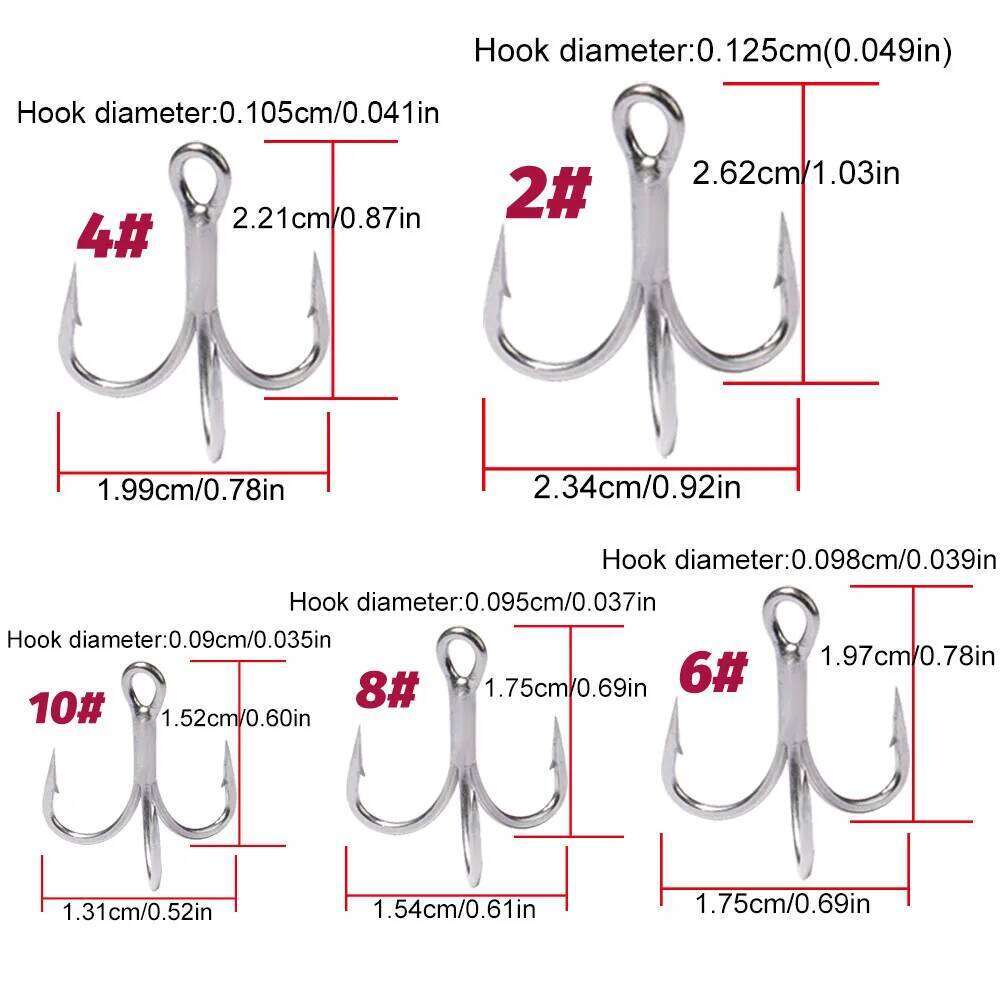 GOBAIT 20PCS Treble Hooks 2#-10# Fishhook Barbed Sharp High Carbon Steel Angle Nickel Antirust Tool Pesca Tackle Fishing Hook Z260128