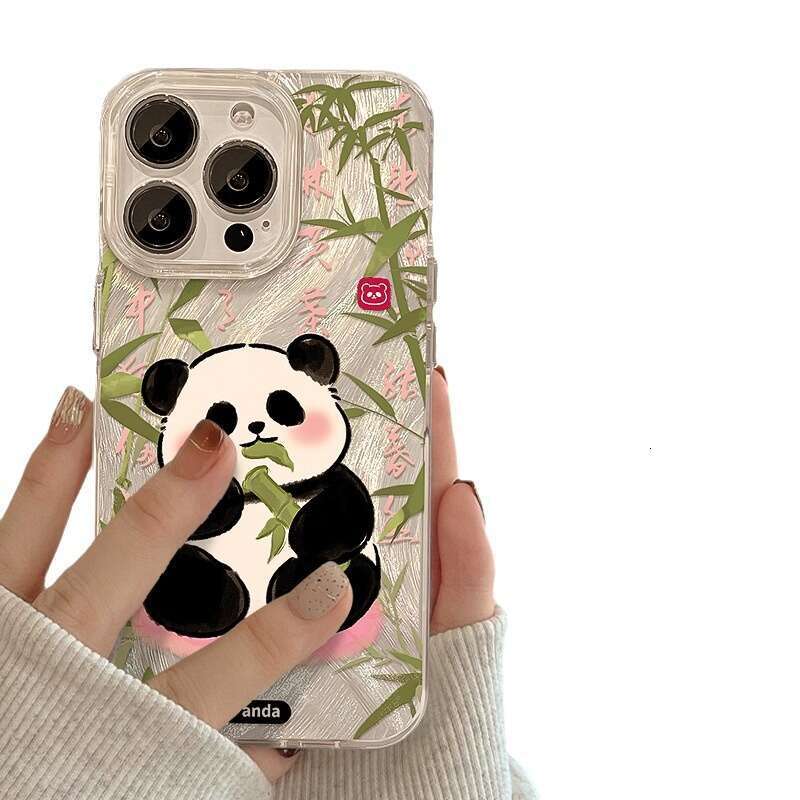Compatible with Apple 15 Phone Case iPhone 14 PM Cute Bamboo Panda 13 Feather Gauze Laser 12 Chinese Style 11th Generation S260128
