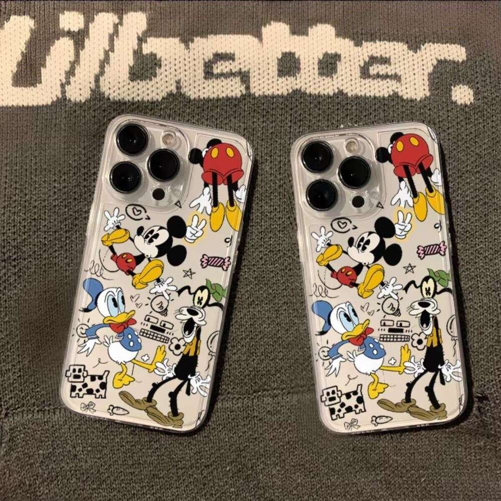 Mickey and Donald Duck Compatible iPhone 17 Pro Max Phone Case Apple 16 Plus Cartoon 15 Transparent 14 S260128