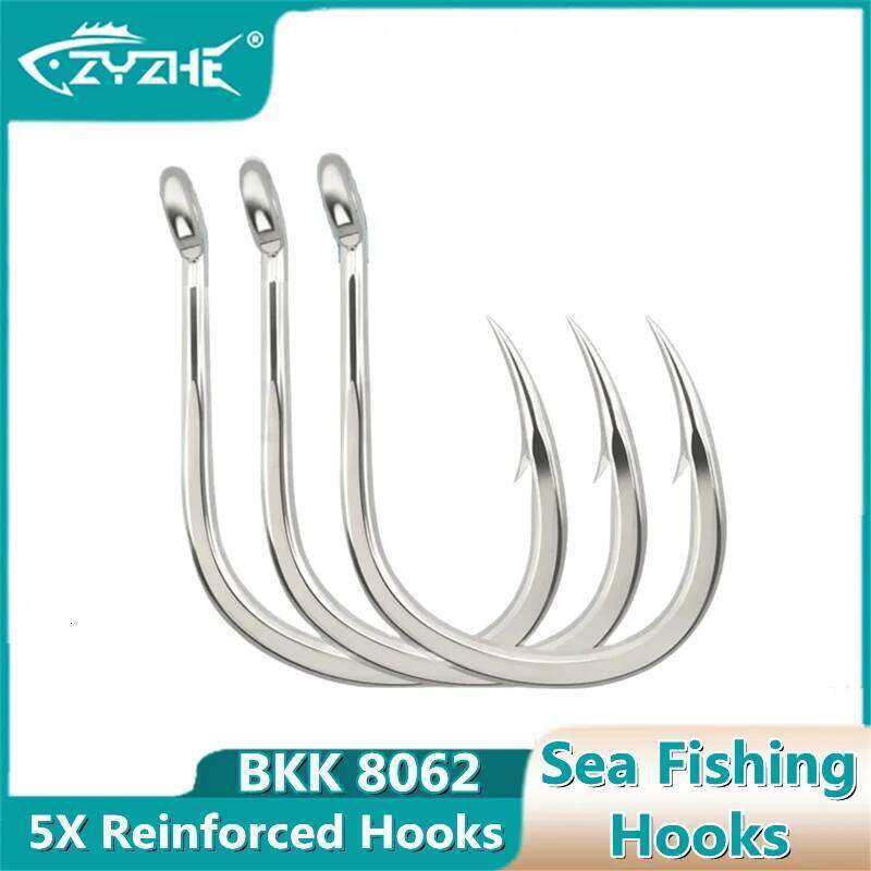 ZYZ 5~10pcs JIG Assist Hook Sea 9 Sizes BKK Boat Fishing Fishhooks Bkk8062 5X Reinforced Tuna Hooks Tackle Z260128