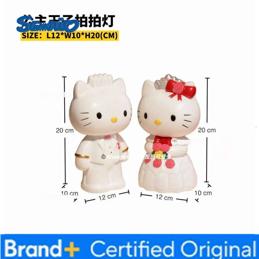 Sanrio Couples Hello Kitty Wedding Pat Voice-activated Sensor Night Light Gift Arrangement Decorative Ornaments Aniem Model Toys H260128