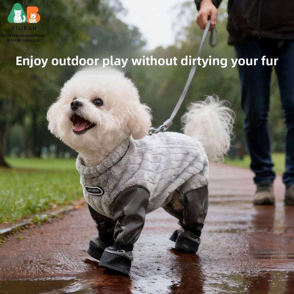 ATUBAN Warm Fleece Dog Jacket,Windproof Winter Coat with Harness Built in,Reflective Turtleneck Dogs Snowsuit XJ260127