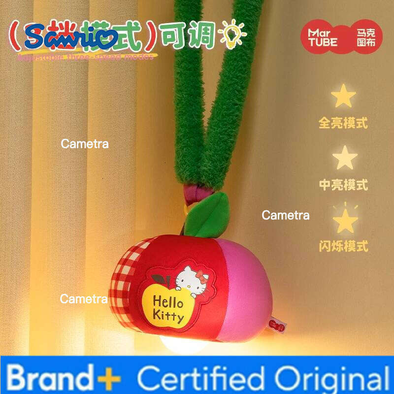 Sanrio Kawaii Hellokitty Apple Lamp Bedside Atmosphere Can Be Hung Room Decoration Christmas Ornaments Trend Toy Girl Birthday Gift H260128