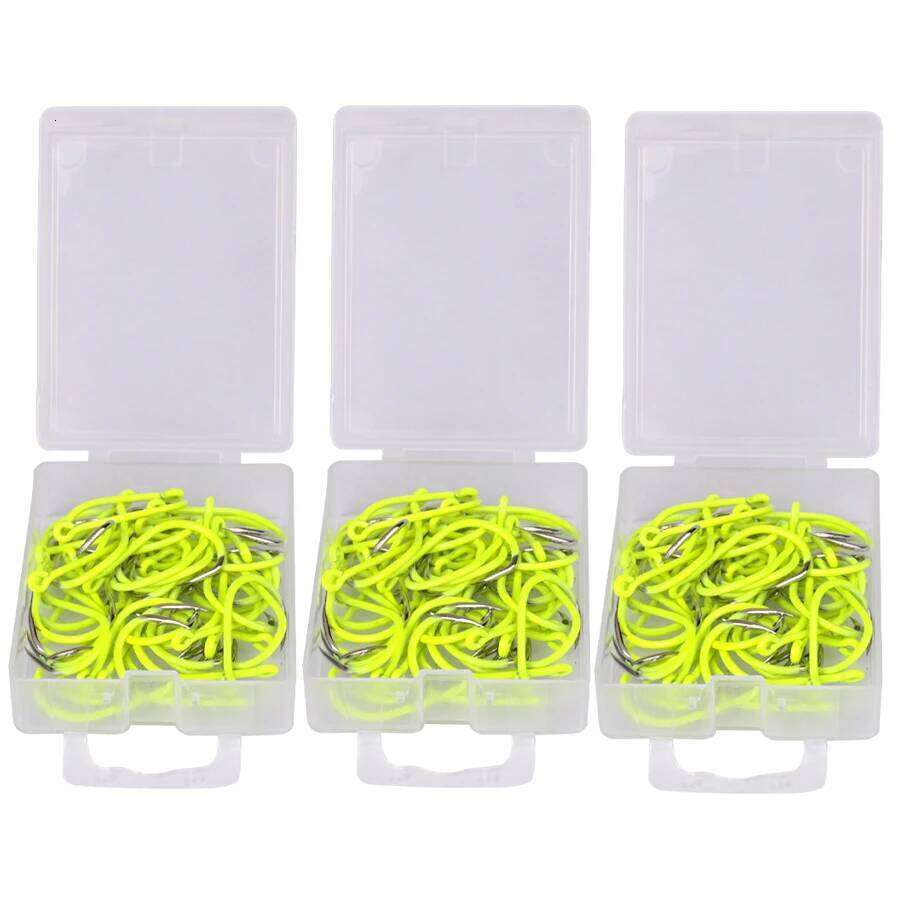 FISH KING 50PCS High carbon Steel Fishhooks Barbed Fluorescent Fishing Durable Fish Gear Fighting Hook With Eye for Carp Z260128