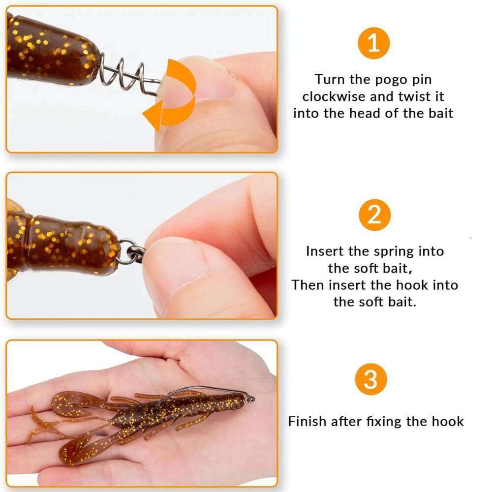 20PCS Screw Lock Hook 1# 9/0# Offset Worm Hooks with Spring Twist Pin Sharp Crank for Soft Lure Fishing Spring-lock Fishhook Z260128