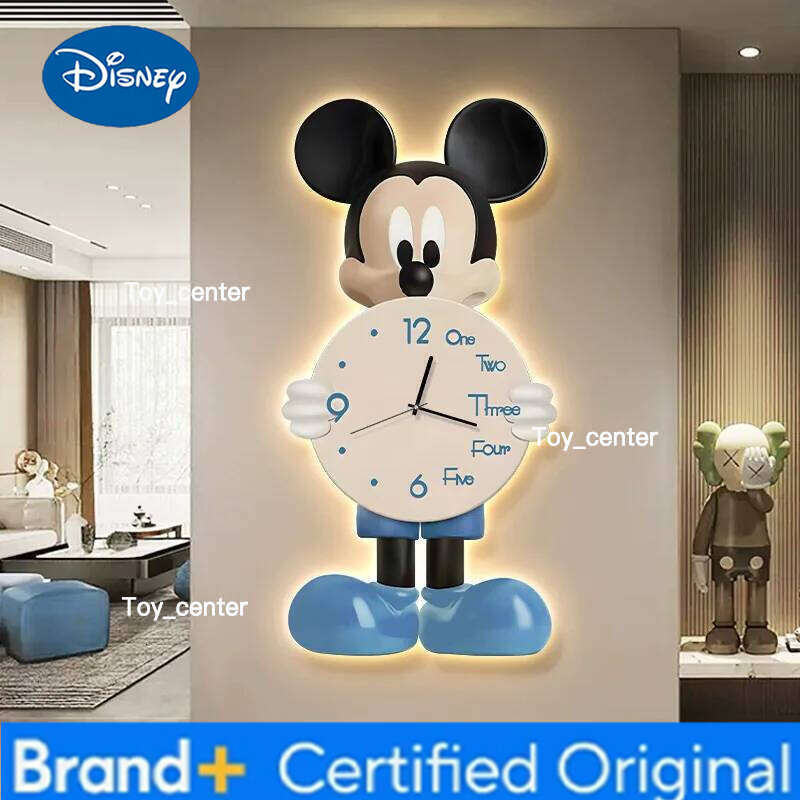 Disney Mickey Mouse Fashion Cartoon Wooden Silence Living Room Bedroom Desktop Clock Ornaments Home Decor Gifts H260128