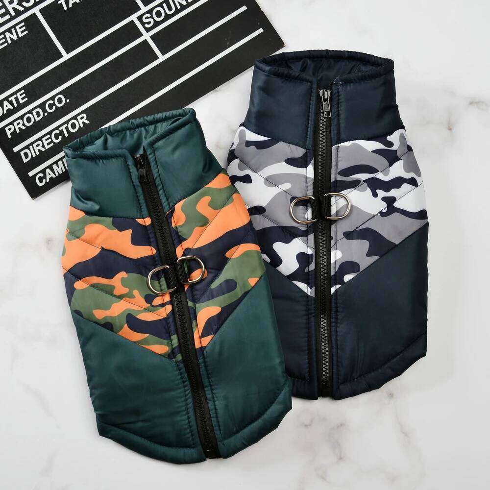 Winter Warm Dog Jacket For Small Medium Dogs Cats Outdoor Waterproof Pet Coat With D-ring Zipper Camouflage Puppy Beagle Clothes XJ260127