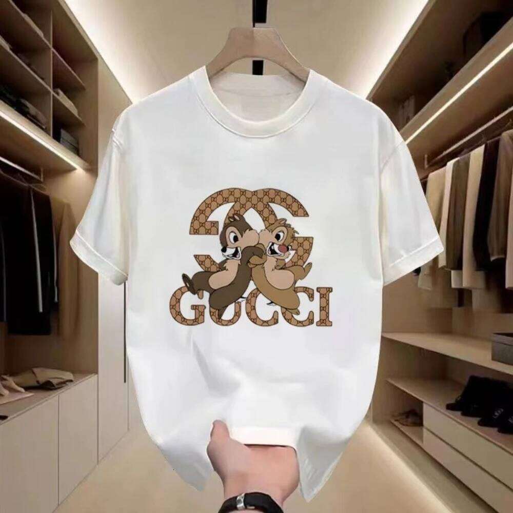 T High Quality Pure Cotton 2025 Trend Crew Neck T-shirt Short Sleeve Summer New Versatile Luxury Printed Casual Top Ins X260128