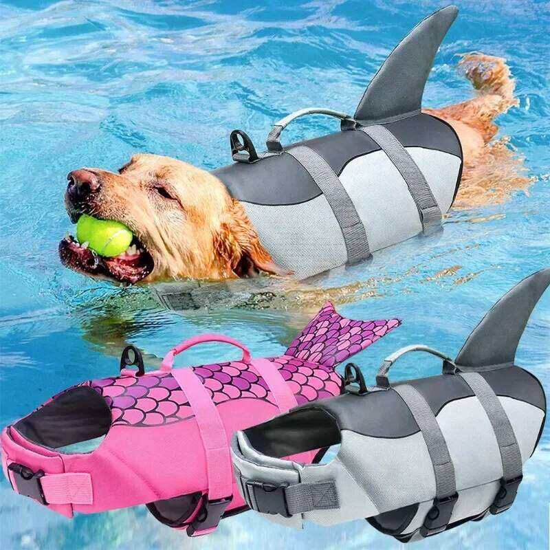 Shark Life Jacket Enhanced Buoyancy Small Dogs Swimming Clothes Safety Vest with Handle for Medium Large Dog Surfing Costume XJ260127