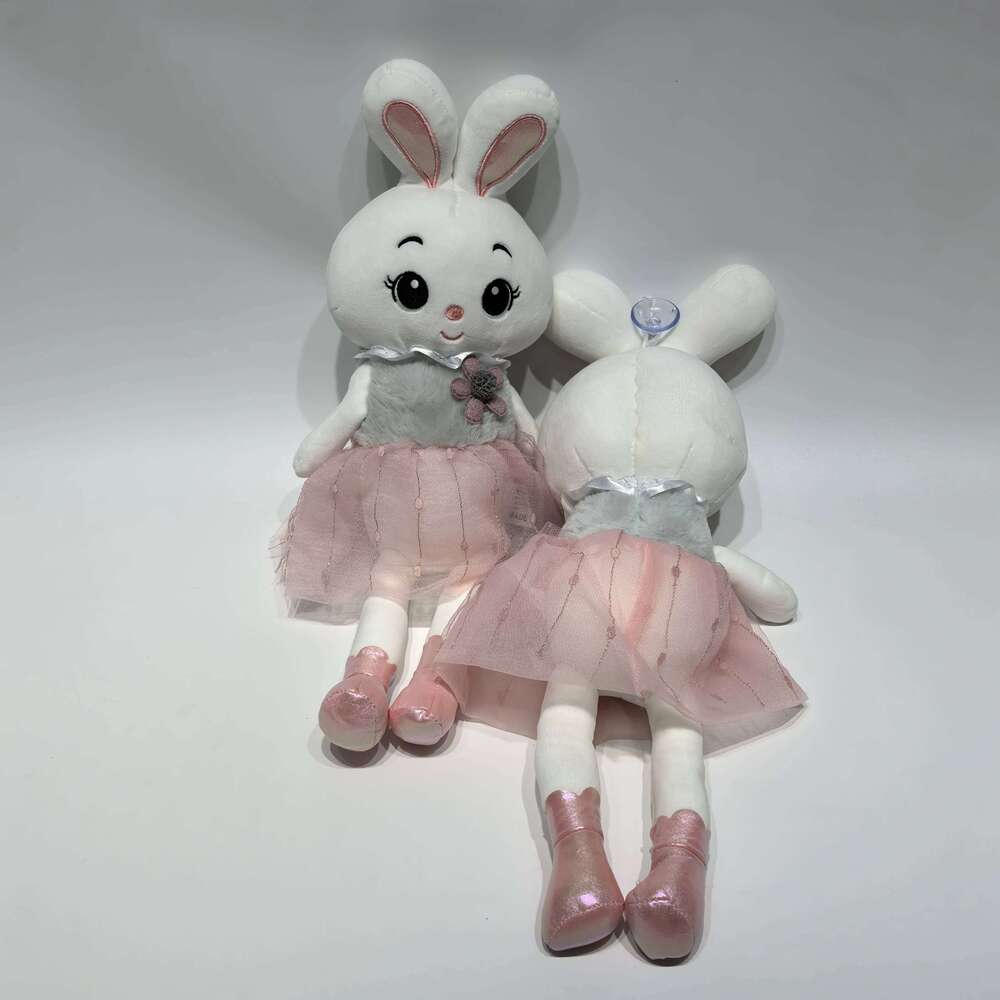 Stuffed animal doll girly heart tutu skirt long ear pink aire rabbit plush toy Y260128