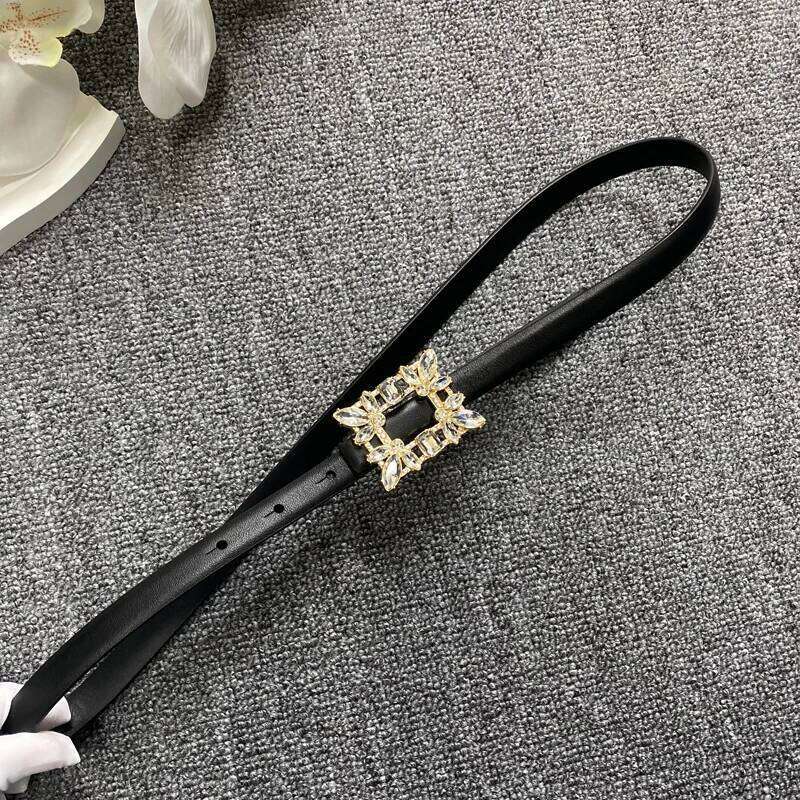 Diamond top layer cowhide genuine leather women, 1.5cm thin belt paired with high-end accessories for suits X260128