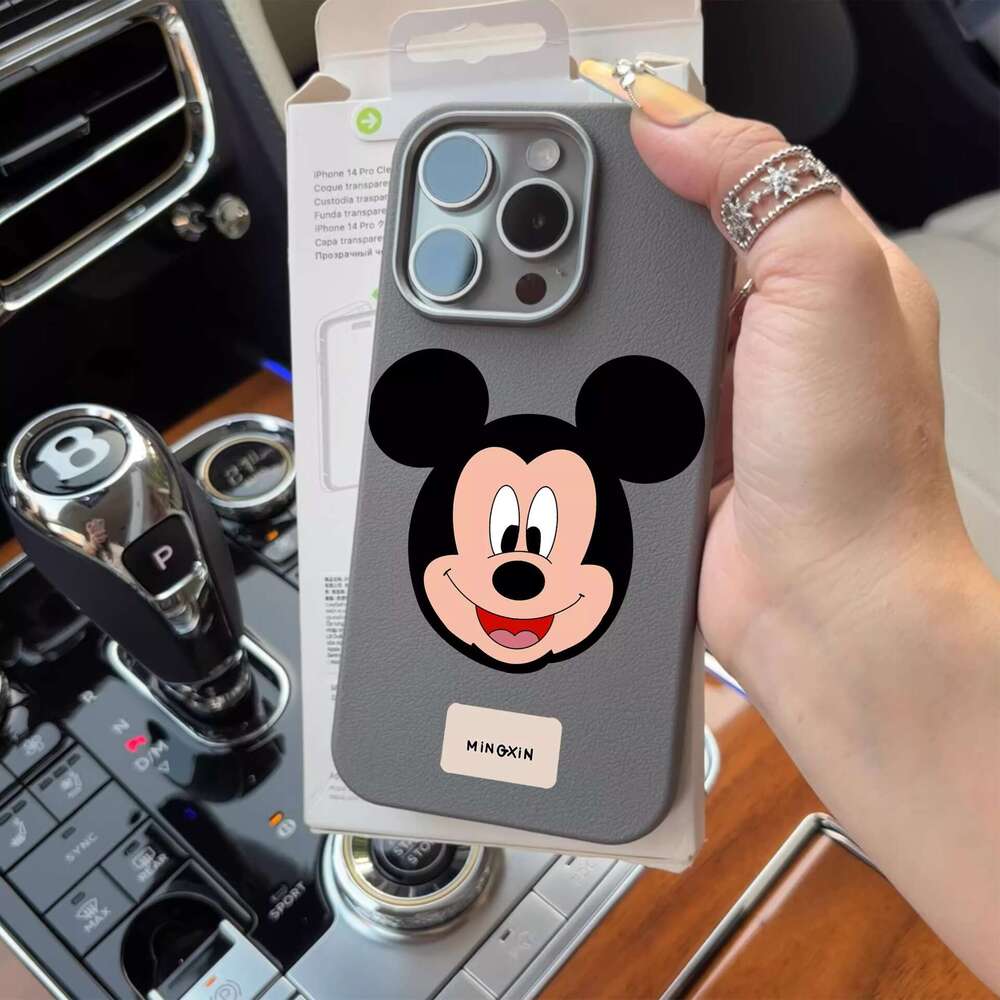 Mickey Compatible New 16 Pro Max Phone Case Apple 11 Cartoon 13/14P Leather Texture Simple 15PM S260128