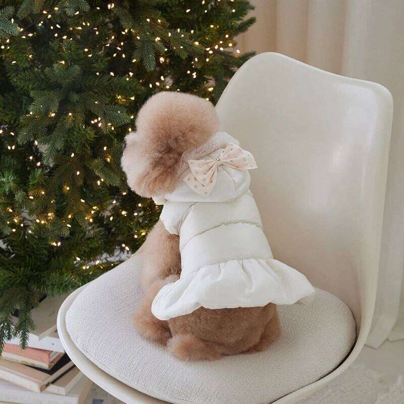 Pet Thick Coat Autumn/Winter Christmas New Year Small Dog Schnauzer Teddy Bow Hat Cotton Jacket Puppy Clothes XJ260127