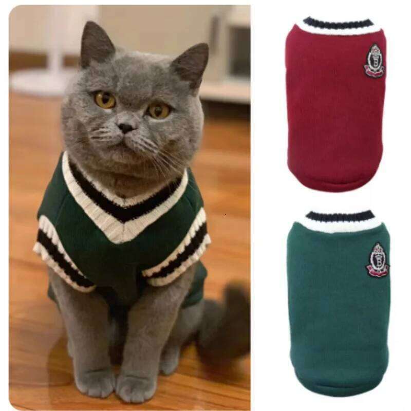 1PC Pet Cat Solid Costume Autumn Winter Christmas Sweater Hoodie Small Dog Kitten Pullover Puppy Vest Clothe Kitty Jacket Outfit XJ260127