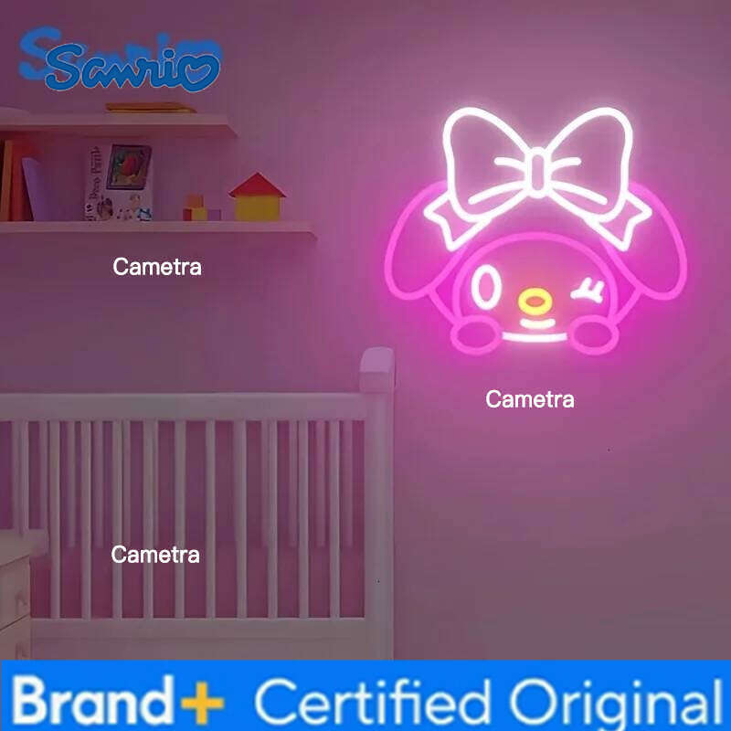 Sanrio My Melody Sign Light Cute LED Neon Lamp Pink Bow USB Powered Bedroom Teen Room Wall Decor Gift for Girls Boys Dimmable H260128